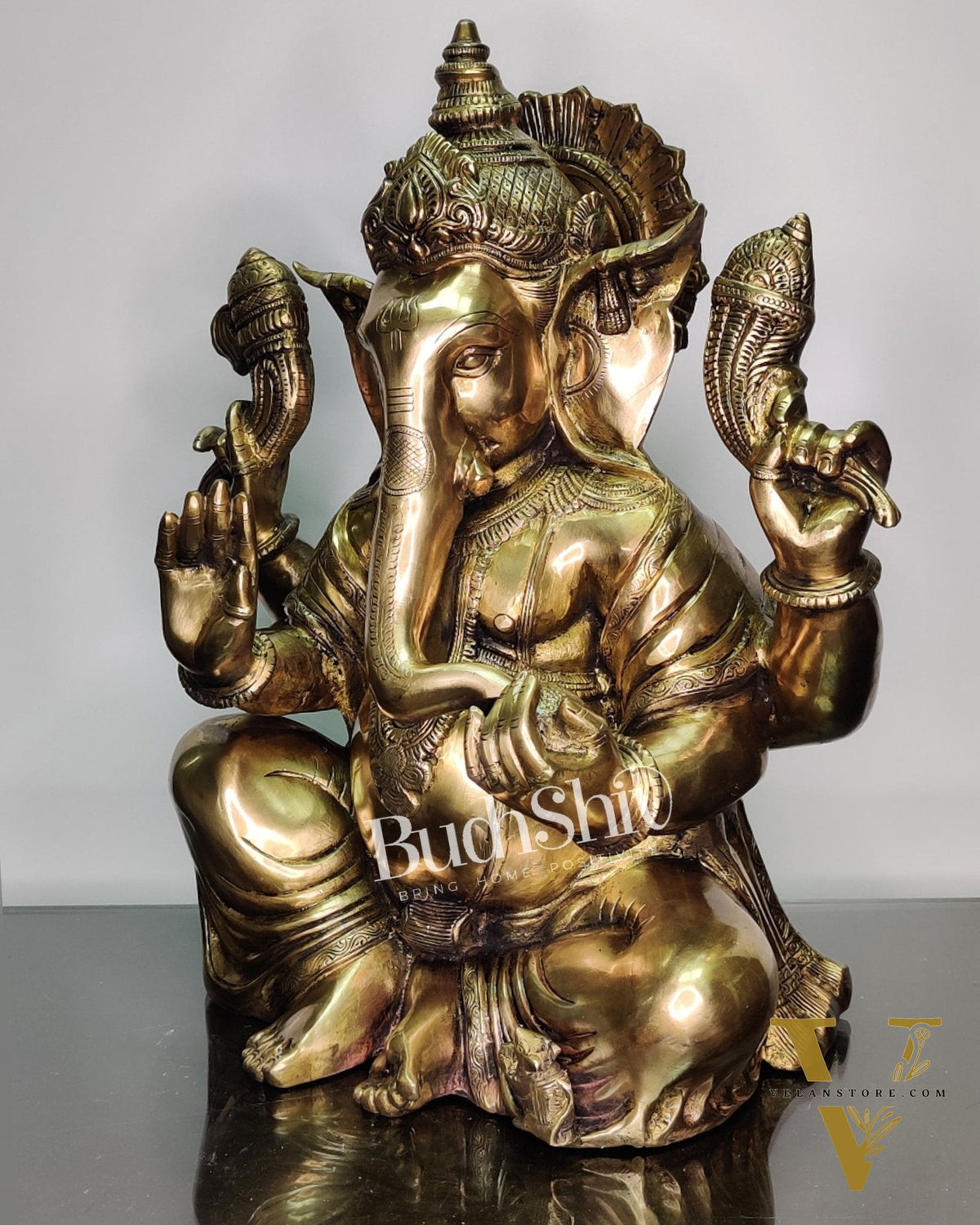 Ganesha Brass Idol with Antique finish 20 inch