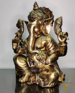 Ganesha Brass Idol with Antique finish 20 inch