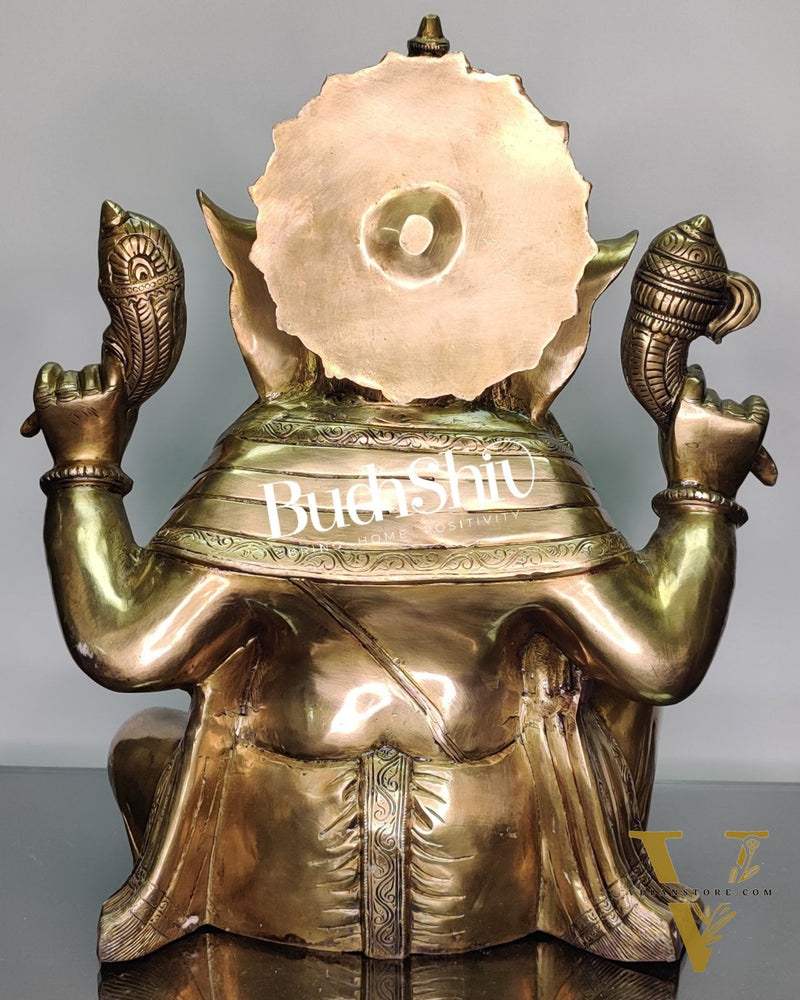 Ganesha Brass Idol with Antique finish 20 inch