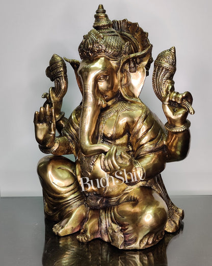 Ganesha Brass Idol with Antique finish 20 inch