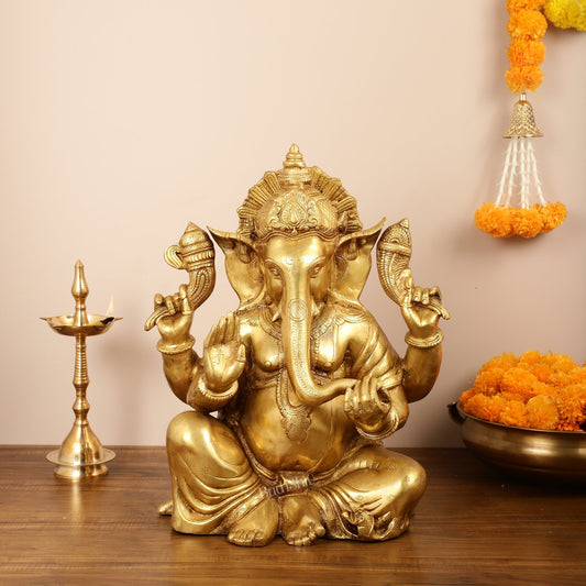 Ganesha Brass Idol with finish 20 inch