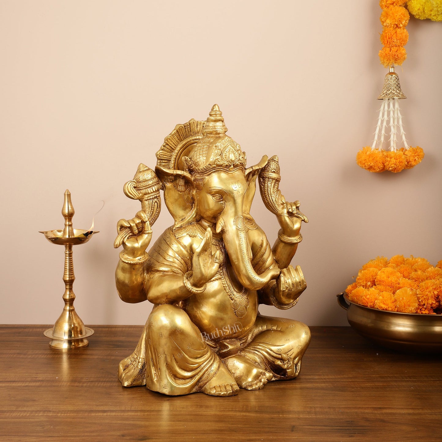 Ganesha Brass Idol with finish 20 inch
