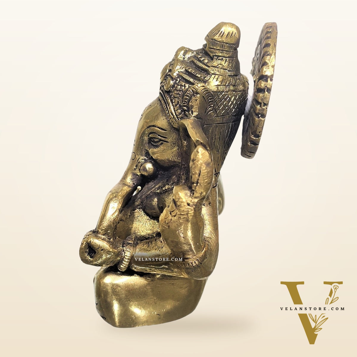 Ganesha brass idol with Gold charcoal finish | small size for office desk/study table/ temple/gifting