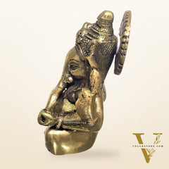 Ganesha brass idol with Gold charcoal finish | small size for office desk/study table/ temple/gifting