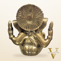 Ganesha brass idol with Gold charcoal finish | small size for office desk/study table/ temple/gifting