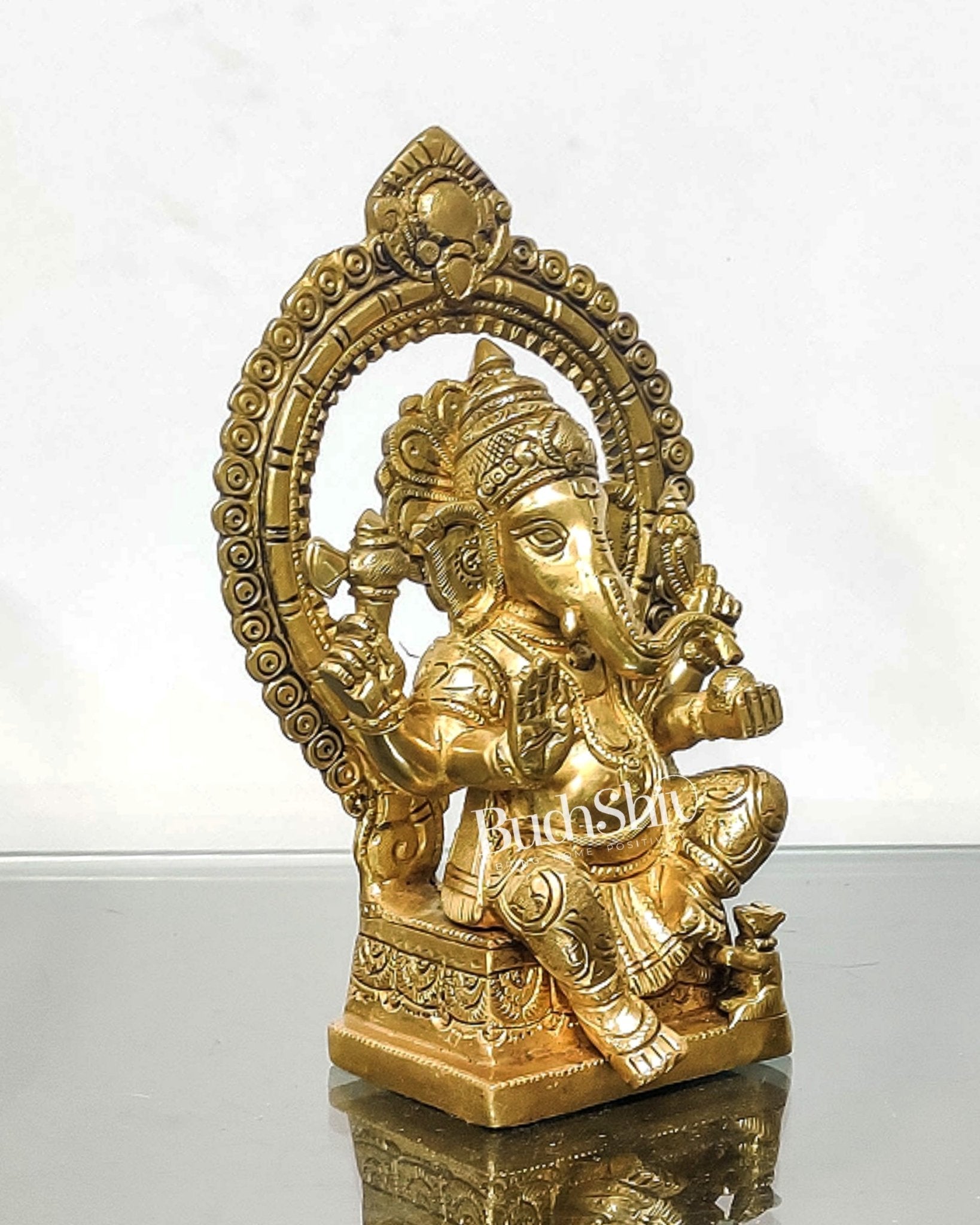 Ganesha Brass idol with Prabhavali 8.5 "
