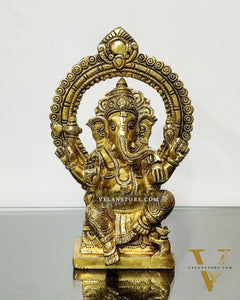 Ganesha Brass idol with Prabhavali 8.5 "