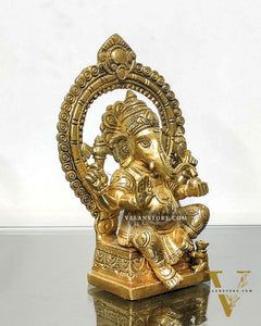 Ganesha Brass idol with Prabhavali 8.5 "