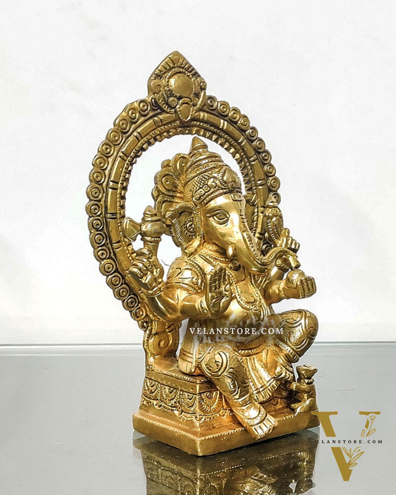 Ganesha Brass idol with Prabhavali 8.5 "