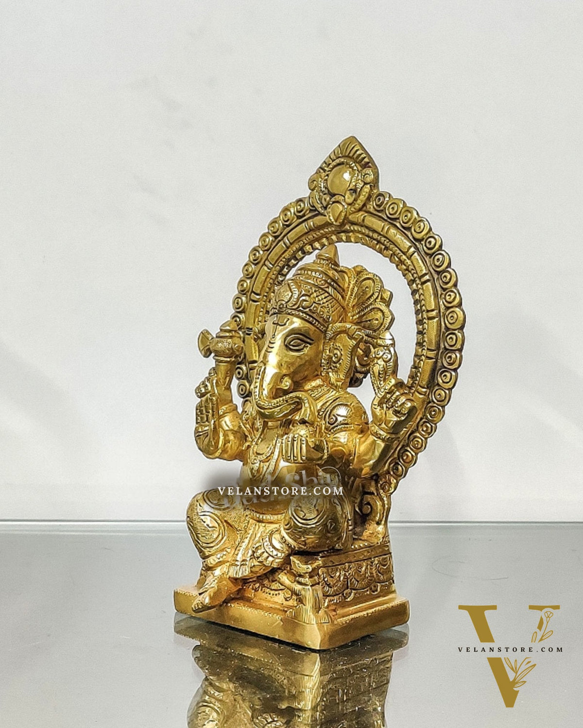 Ganesha Brass idol with Prabhavali 8.5 "