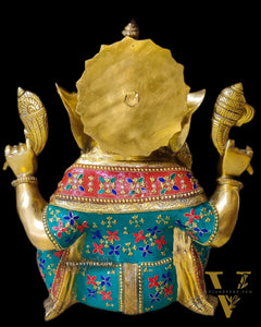 Ganesha Brass Idol with stonework 20 inch
