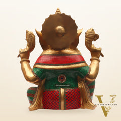 Ganesha Brass Idol with stonework 20 inch