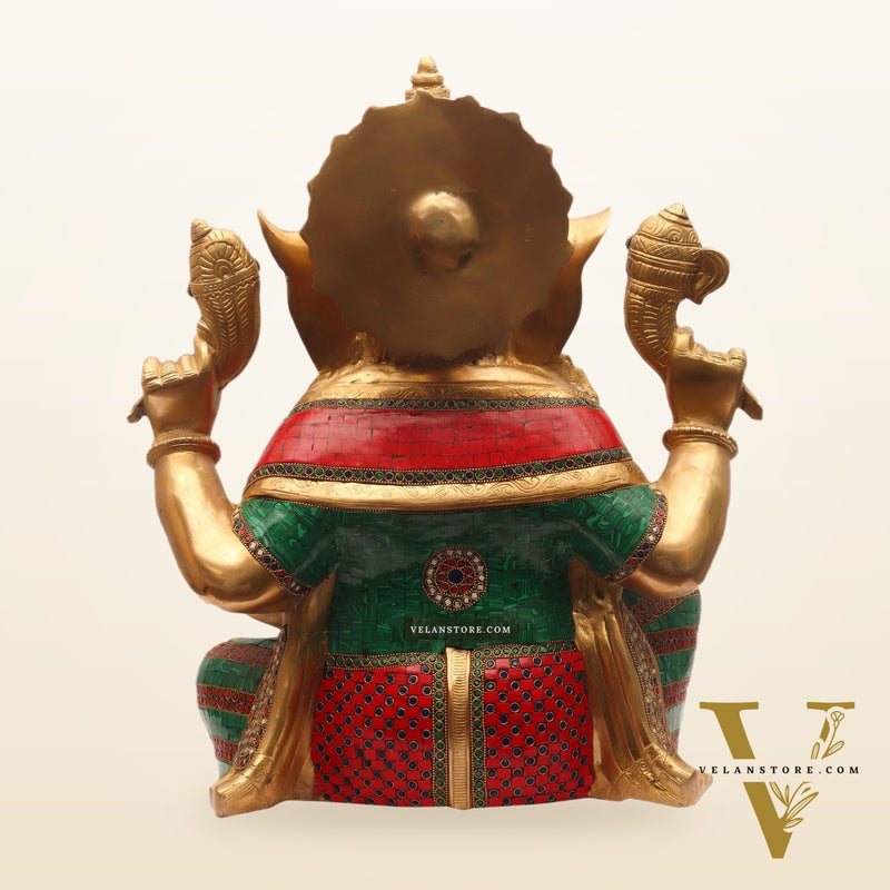 Ganesha Brass Idol with stonework 20 inch