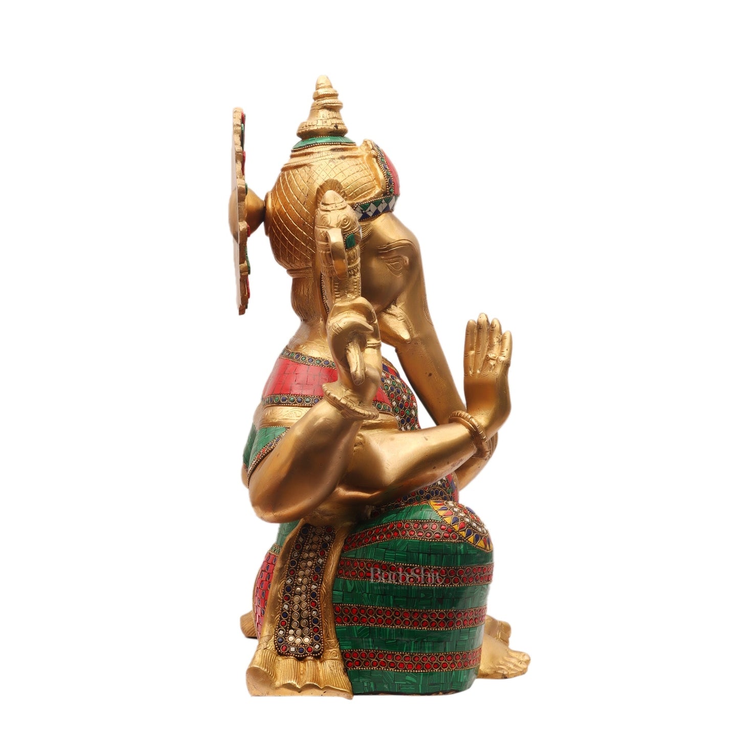 Ganesha Brass Idol with stonework 20 inch