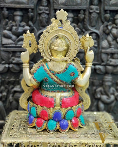 Ganesha Brass Idol with stonework 21 inches