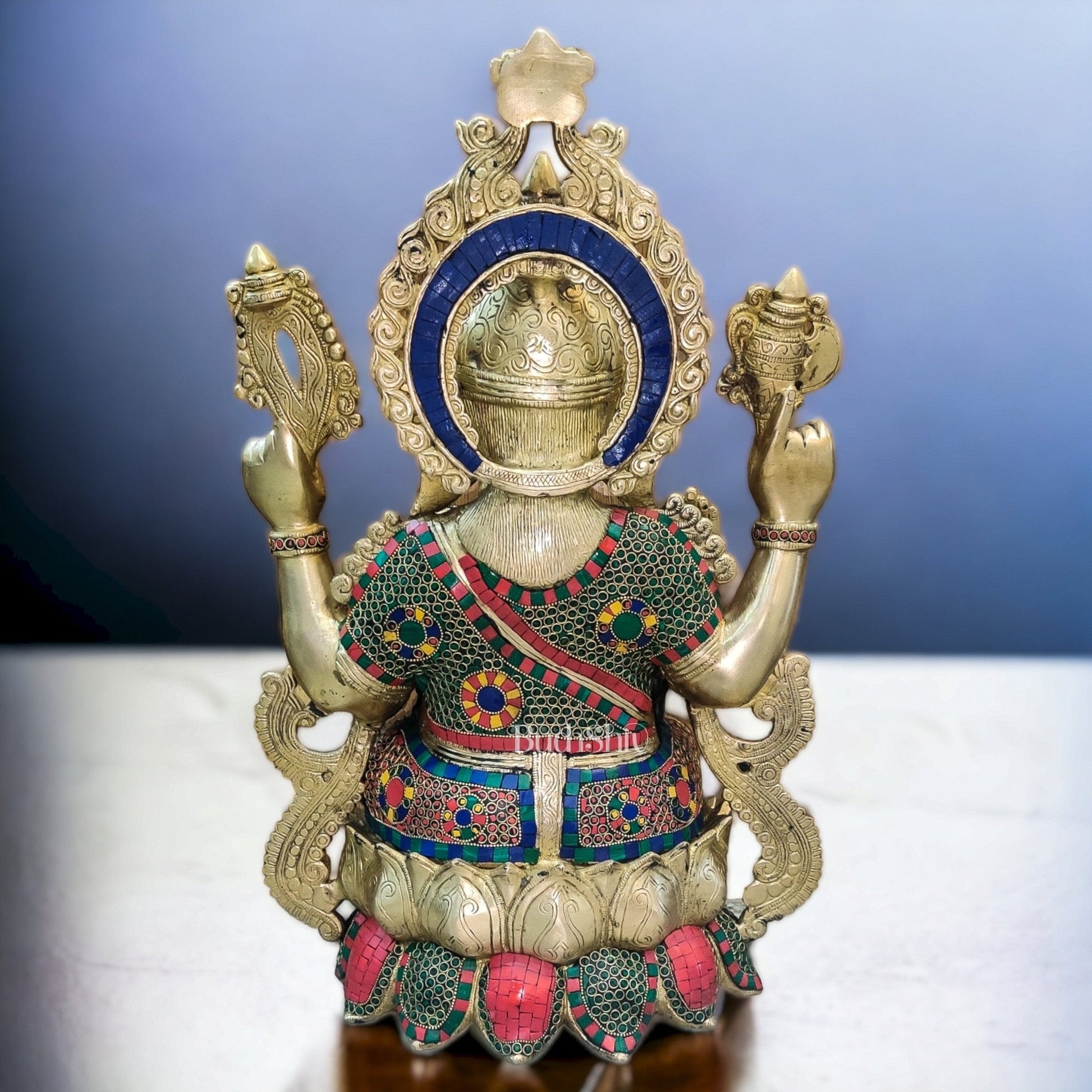 Ganesha Brass Idol with stonework 21 inches