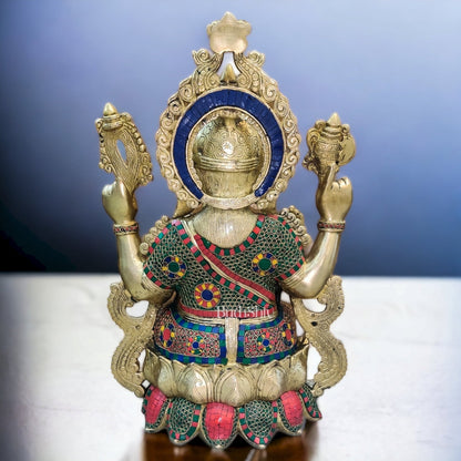 Ganesha Brass Idol with stonework 21 inches