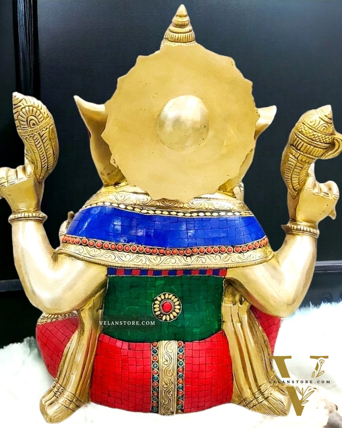 Ganesha Brass Idol with stonework