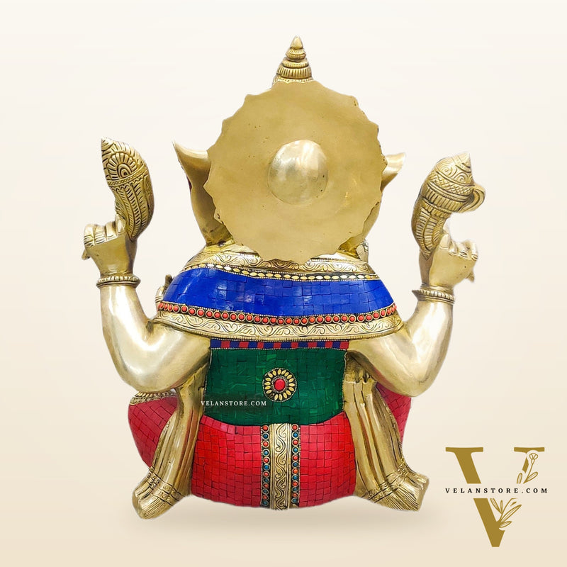 Ganesha Brass Idol with stonework