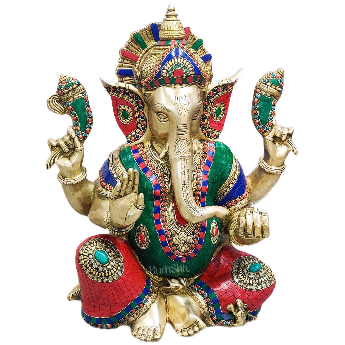 Ganesha Brass Idol with stonework