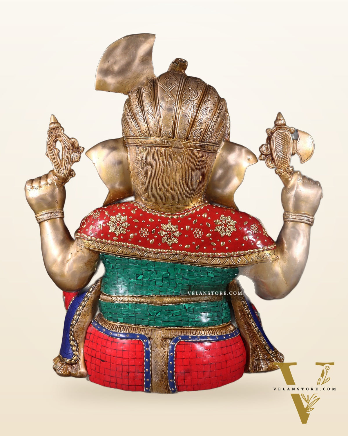 Ganesha Brass large statue 21 inch with stonework
