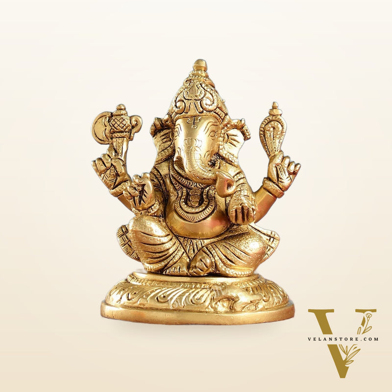 Ganesha brass murti 4.5 inch