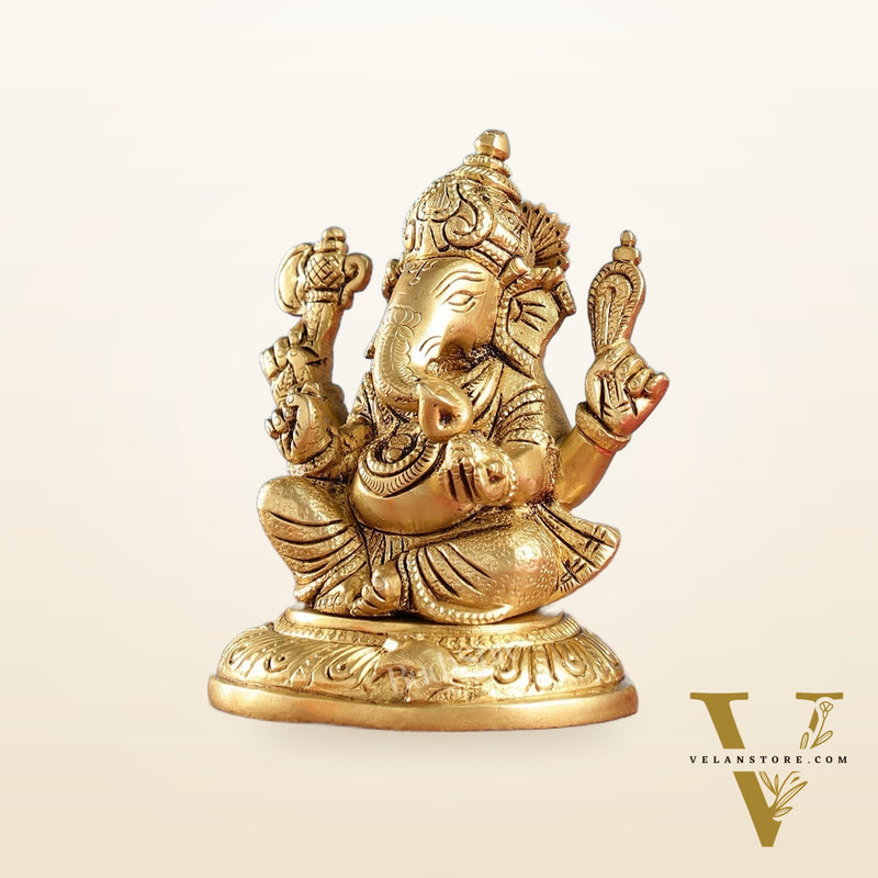 Ganesha brass murti 4.5 inch