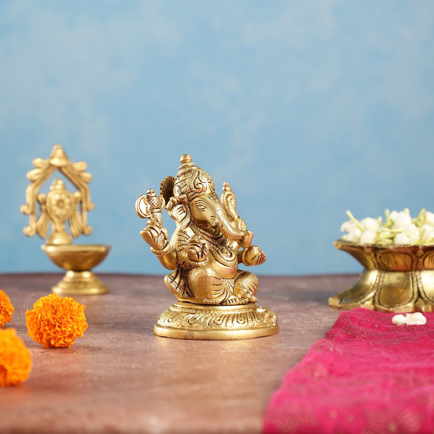 Ganesha brass murti 4.5 inch