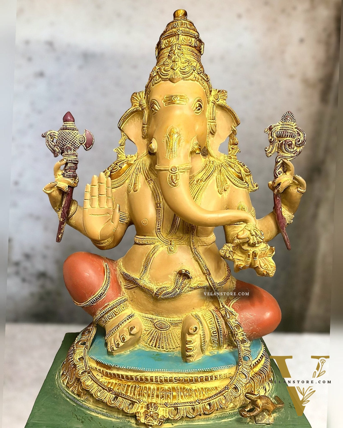 Ganesha Brass Sculpture - Majestic 20.5-Inch Height