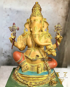Ganesha Brass Sculpture - Majestic 20.5-Inch Height