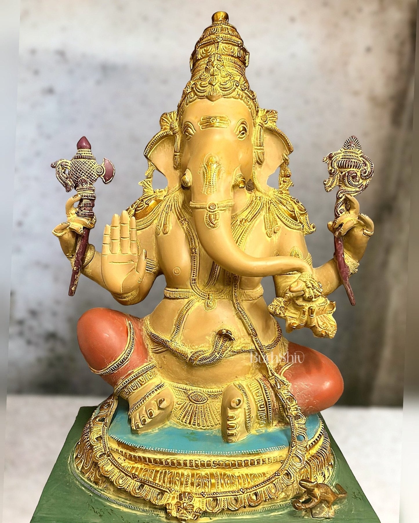 Ganesha Brass Sculpture - Majestic 20.5-Inch Height