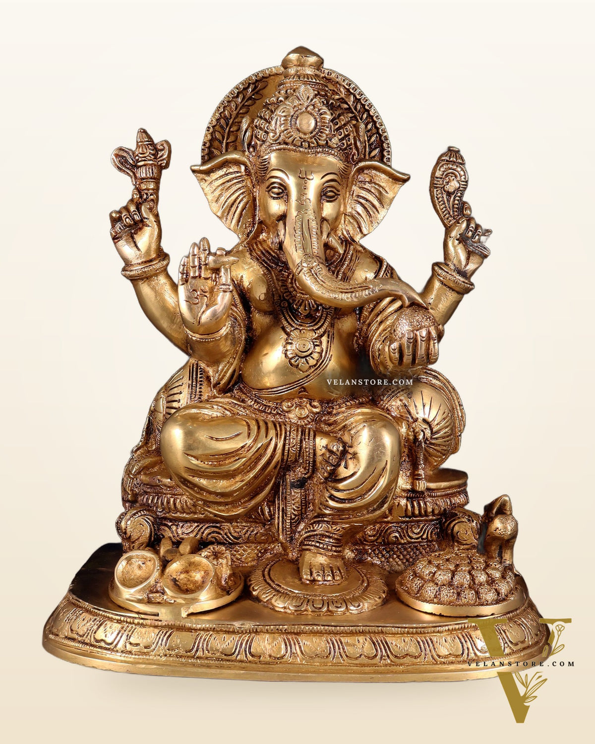 Ganesha Brass statue 13 inch enhanced carvings