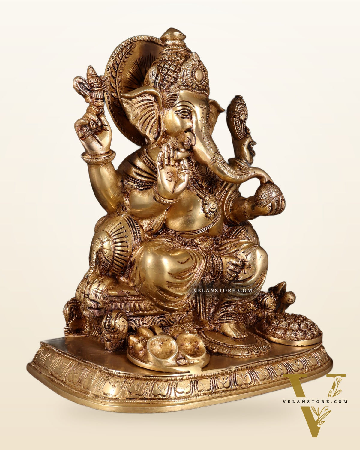 Ganesha Brass statue 13 inch enhanced carvings