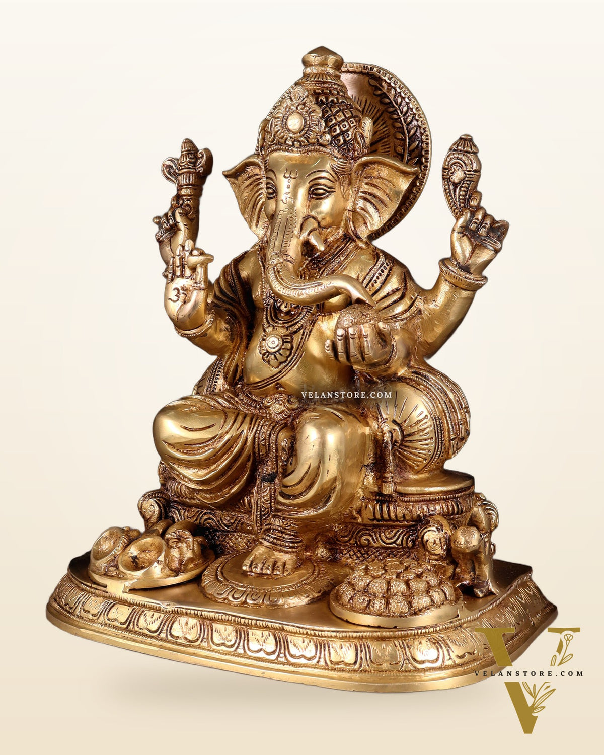 Ganesha Brass statue 13 inch enhanced carvings