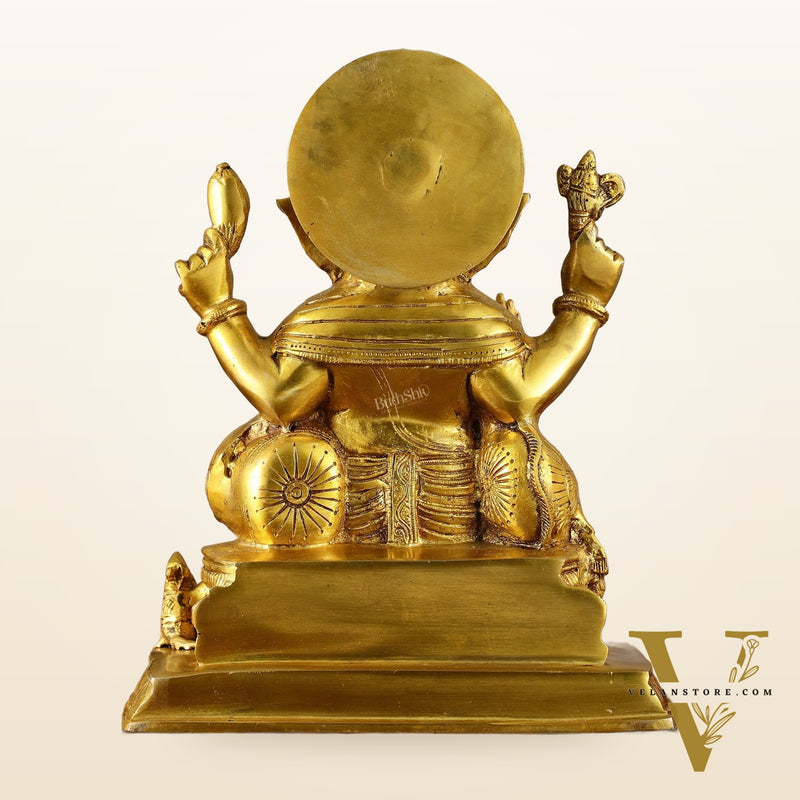 Ganesha Brass statue 13 inch golden tone
