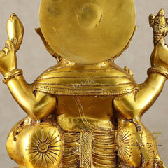 Ganesha Brass statue 13 inch golden tone