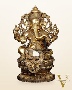 Ganesha Brass Statue - 26 Inch enhanced carvings