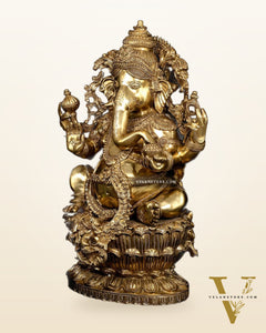 Ganesha Brass Statue - 26 Inch enhanced carvings