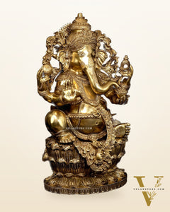 Ganesha Brass Statue - 26 Inch enhanced carvings