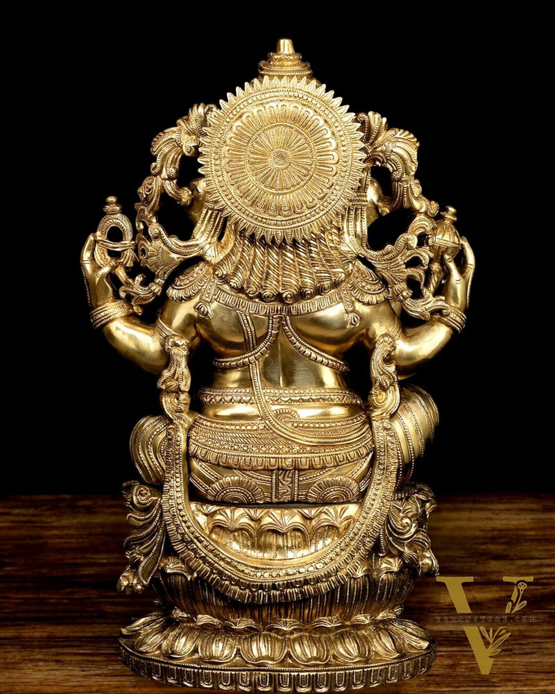 Ganesha Brass Statue - 26 Inch enhanced carvings