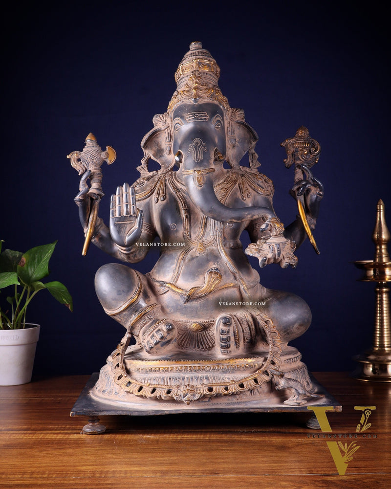 Ganesha Brass statue - Majestic 21 -Inch Height