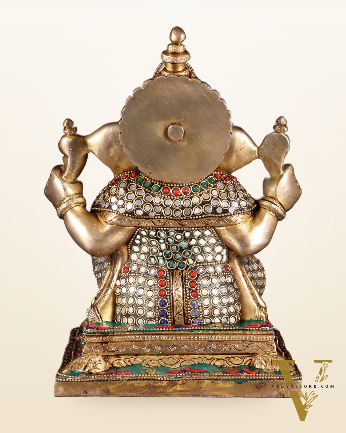Ganesha Brass statue stonework 9.5 inch