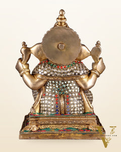 Ganesha Brass statue stonework 9.5 inch