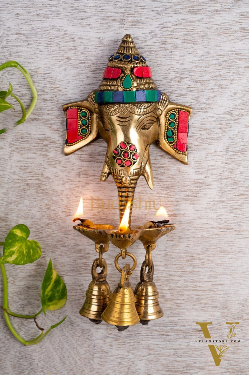 Ganesha Diya Lamp Wall Hanging diya 10"