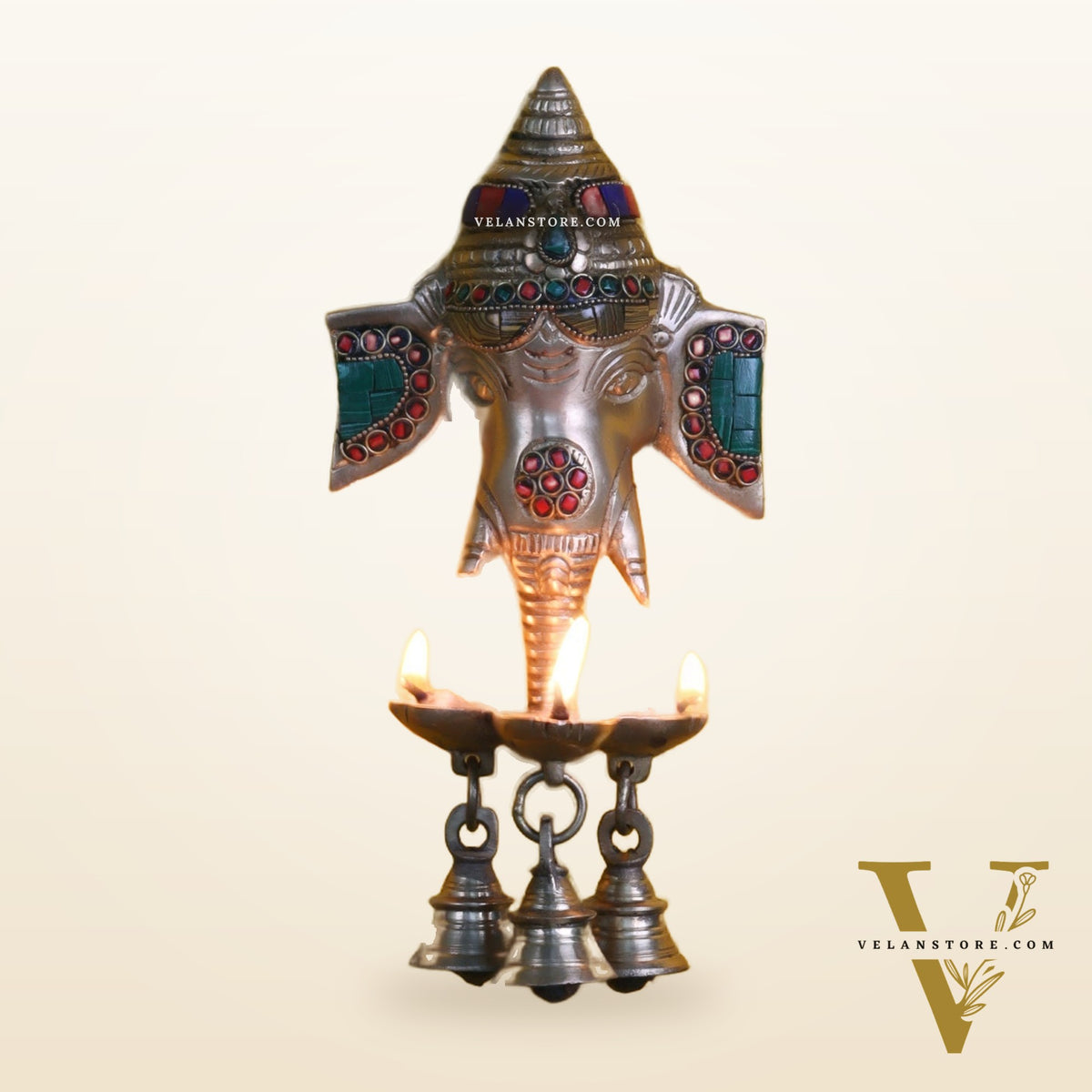 Ganesha Diya Lamp Wall Hanging for Wall and Door Home Decor 10"