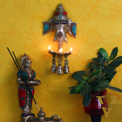 Ganesha Diya Lamp Wall Hanging for Wall and Door Home Decor 10"