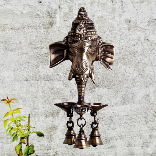 Ganesha Diya Lamp Wall Hanging for Wall and Door Home Decor | Gloss finish on Ganesh Face