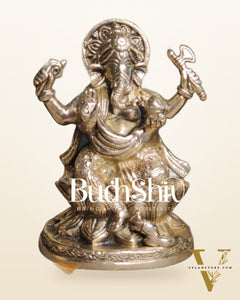 Ganesha enchanting brass idol with Lacquer finish | suitable for office desk/study table/ temple