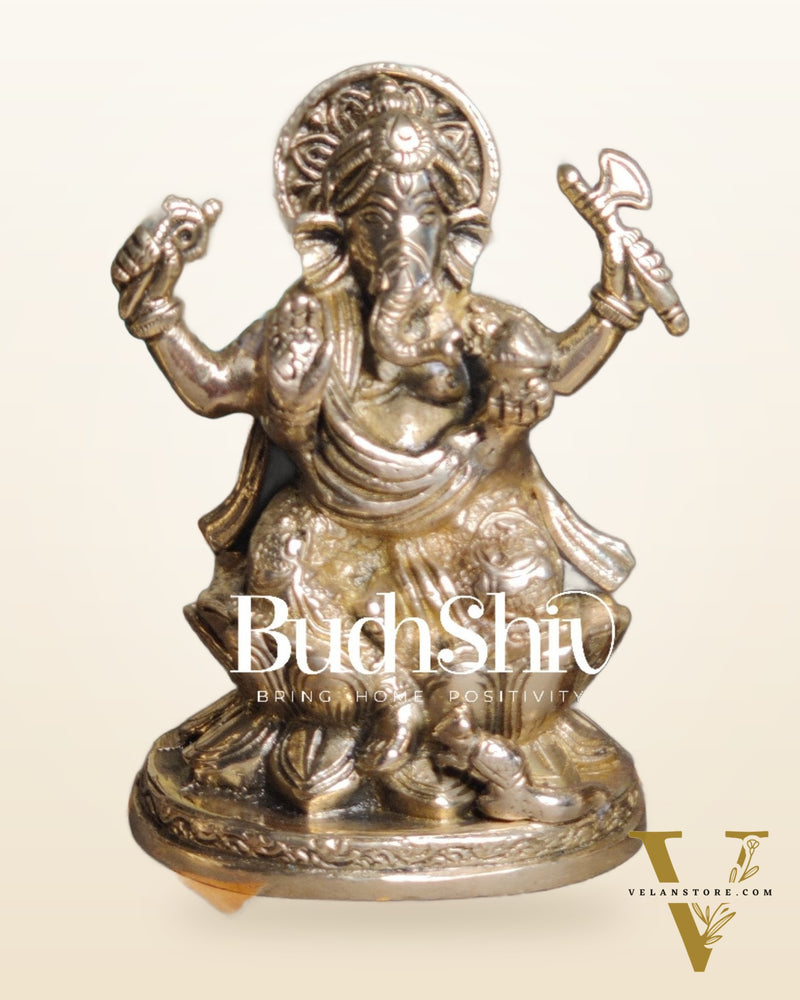 Ganesha enchanting brass idol with Lacquer finish | suitable for office desk/study table/ temple