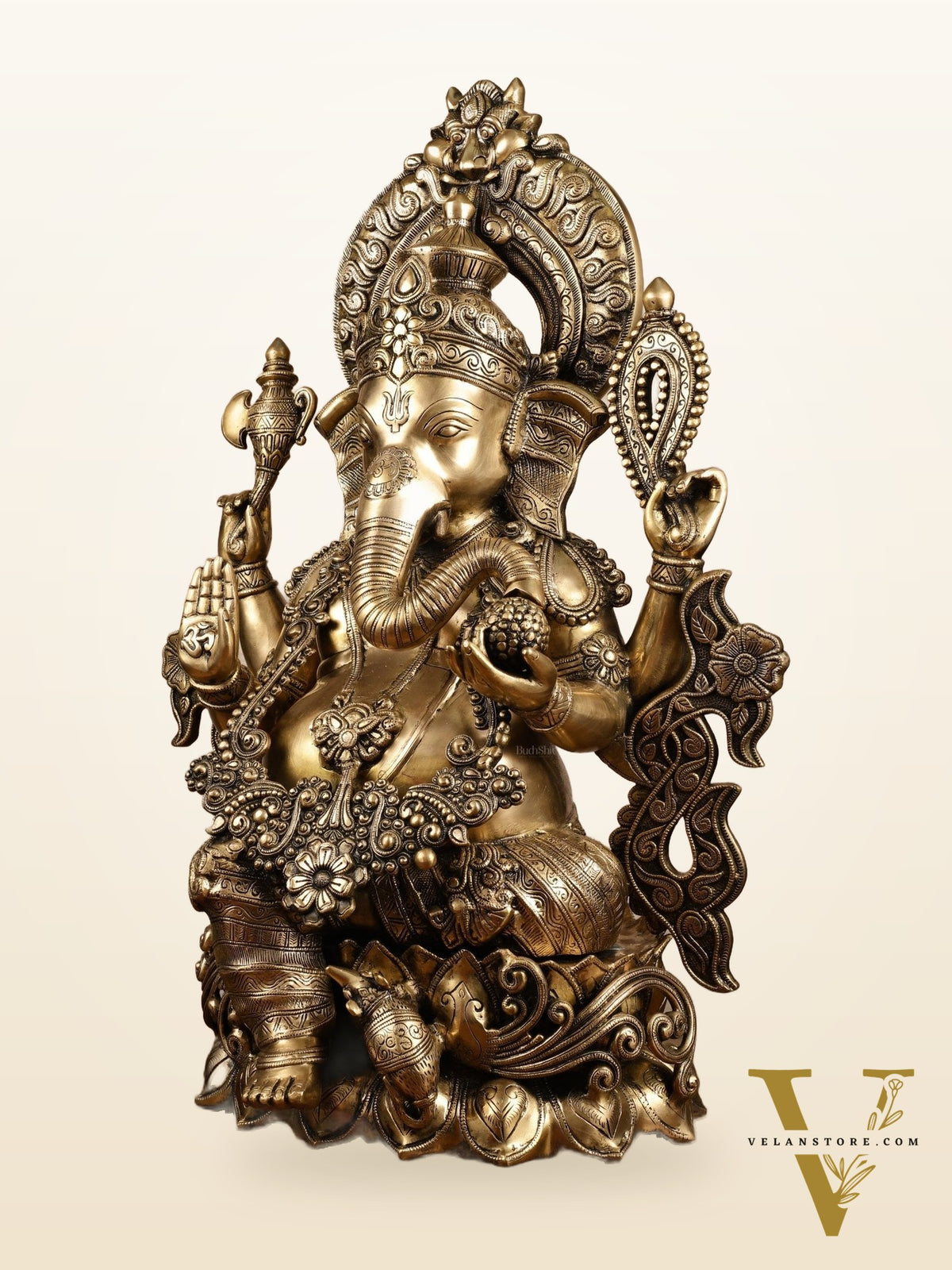 Ganesha Handcrafted Superfine Brass Large Sized Statue | 30" Tall